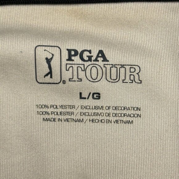PGA Tour Golf Shirts Men LARGE Lot of 2 Black Tan Short Sleeve Polo Collared - Picture 6 of 16